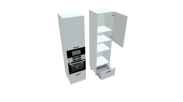 Кухонный шкаф-пенал П9 3, Белое гладкое Ламарти/Белый в Сочи - изображение