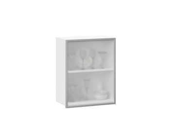 Шкаф на кухню 600, Шервуд, со стеклом правый, ЛД 281.352.000.116, белый/серый в Сочи