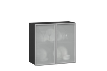 Кухонный шкаф 800, Шервуд, со стеклом ЛД 281.361.000.030, серый/черный в Краснодаре