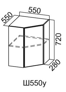 Шкаф кухонный угловой, Модус, Ш550у/720, цемент светлый в Армавире