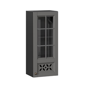 Шкаф настенный Амели-3 400 высокий со стеклом ЛД 299.420.000.042, Черный/Оникс серый в Краснодаре