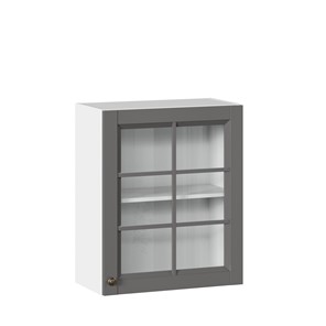 Навесной кухонный шкаф Амели-3 600 со стеклом ЛД 299.350.000.030, Белый/Оникс серый в Краснодаре
