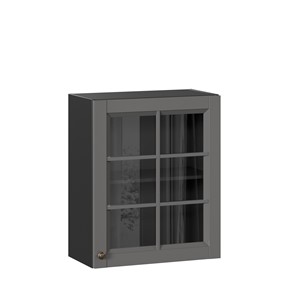 Шкаф настенный Амели-3 600 со стеклом ЛД 299.350.000.032, Черный/Оникс серый в Краснодаре