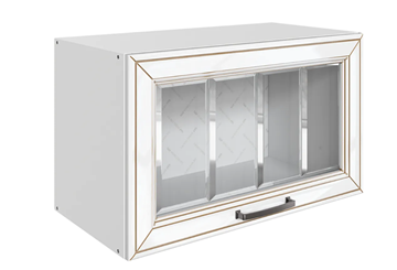 Кухонный шкаф Атланта L600 Н360 (1 дв. рам.) эмаль (белый/белый глянец патина золото) в Сочи