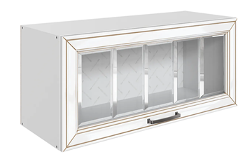 Навесной кухонный шкаф Атланта L800 Н360 (1 дв. рам.) эмаль (белый/белый глянец патина золото) в Армавире