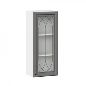 Кухонный навесной шкаф Джелатто 400 высокий со стеклом ЛД 241.420.000.110, Белый/Оникс серый в Краснодаре