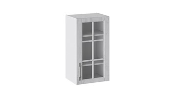 Кухонный шкаф Прованс (Белый глянец/Санторини светлый) со стеклом В_72-40_1ДРс в Краснодаре
