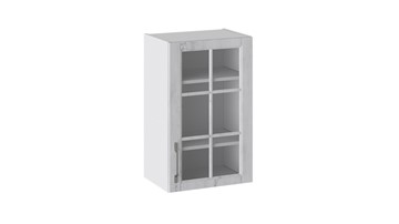 Шкаф на кухню Прованс (Белый глянец/Санторини светлый) со стеклом В_72-45_1ДРс в Краснодаре