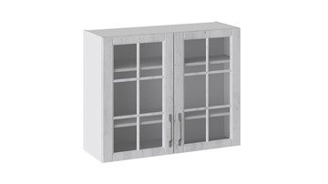 Навесной шкаф Прованс (Белый глянец/Санторини светлый) со стеклом В_72-90_2ДРс в Армавире