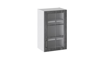 Кухонный шкаф Прованс (Белый глянец/Санторини темный) со стеклом В_72-45_1ДРс в Сочи