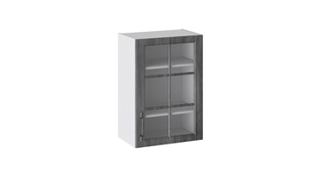 Навесной кухонный шкаф Прованс (Белый глянец/Санторини темный) со стеклом В_72-50_1ДРс в Сочи