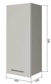 Навесной кухонный шкаф В9 40, Сатин/Белый в Сочи