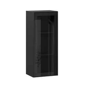 Настенный шкаф высокий со стеклом 400 Индиго ЛД 298.420.000.068, Чёрный/Чёрный в Новороссийске