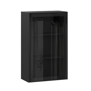 Навесной шкаф высокий со стеклом 600 Индиго ЛД 298.450.000.170, Чёрный/Чёрный в Сочи