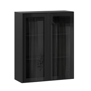 Кухонный шкаф высокий со стеклом 800 Индиго ЛД 298.460.000.156, Чёрный/Чёрный в Сочи
