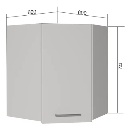 Угловой навесной шкаф ВУ7, Сатин/Белый в Сочи - изображение