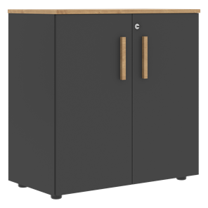 Низкий шкаф широкий с малыми дверцами FORTA Графит-Дуб Гамильтон  FLC 80.1(Z) (798х404х801) в Новороссийске