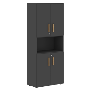 Широкий шкаф высокий FORTA Черный Графит  FHC 80.2(Z) (798х404х1965) в Сочи