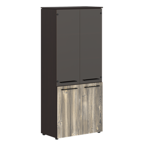 Шкаф колонка со стеклянными и глухими дверями MORRIS  Дуб Базель/Венге Магия MHC 85.2 (854х423х1956) в Армавире