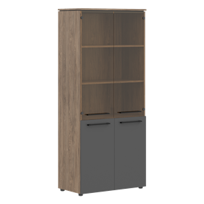 Шкаф колонка со стеклянными и глухими дверями MORRIS TREND Антрацит/Кария Пальмира MHC 85.2 (854х423х1956) в Сочи
