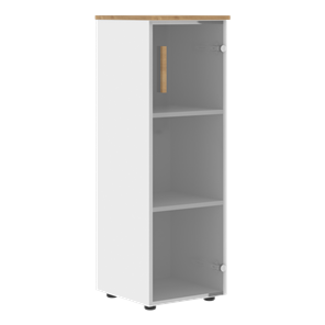 Средний шкаф колонна со стеклянной дверью правой FORTA Белый-Дуб Гамильтон FMC 40.2 (R) (399х404х801) в Сочи