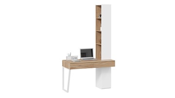 Компьютерный стол со шкафом комбинированным Порто СМ-393.15.012 (Белый жемчуг/Яблоня беллуно/Белый софт) в Сочи