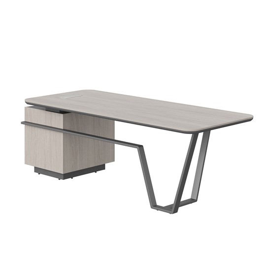 Стол с комбинированной столешницей и правой тумбой LINE Дуб-серый-антрацит СФ-571101.1 (2225х900х762) в Сочи - изображение 1