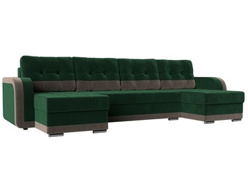 П-образный диван Марсель, Зеленый\Коричневый (велюр) в Краснодаре