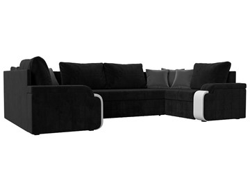 П-образный диван Николь, Черный/Белый/Серый (велюр/экокожа) в Сочи
