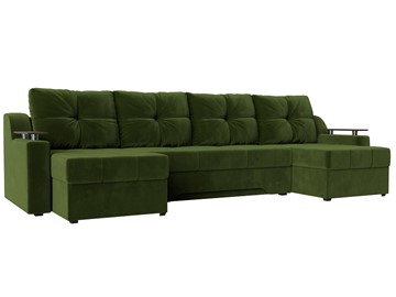 П-образный диван Сенатор, Зеленый (Микровельвет) боннель в Краснодаре