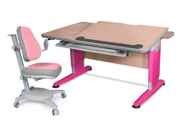 Кресло и растущая парта Mealux Detroit + Onyx BD-320 NT/R-L + Y-110 DPG, клен/розовый в Армавире