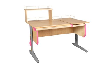 Детский стол-трансформер 1/75-40 (СУТ.25) + Polka_z 1/600 + Polka_zz 1/600 бежевый/серый/розовый в Сочи