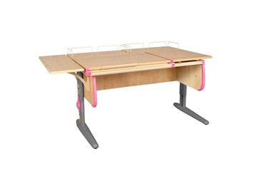 Растущий стол 1/75-40 (СУТ.25) + Polka_z 1/600 (2 шт.) + Polka_b 1/550 бежевый/серый/розовый в Сочи