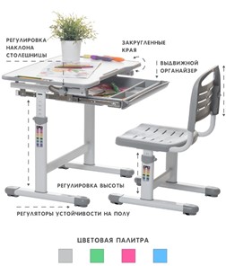 Комплект растущей мебели SET Holto-2А серый в Краснодаре - предосмотр 3