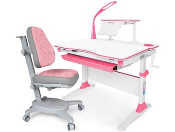Растущая парта + стул Комплект Mealux EVO Evo-30 BL (арт. Evo-30 BL + Y-115 KBL), серый, розовый в Армавире