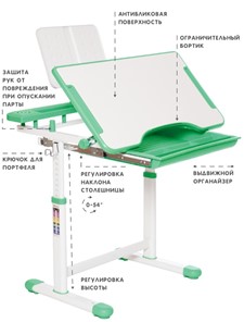 Растущая парта и растущий стул SET HOLTO-17А, зеленый в Новороссийске - предосмотр 5