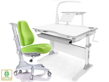 Растущая парта + стул Mealux EVO Evo-30 G (арт. Evo-30 G + Y-528 KZ) (дерево)/(стол+полка+кресло+чехол+лампа)/ белая столешница (дерево), цвет пластика серый в Краснодаре