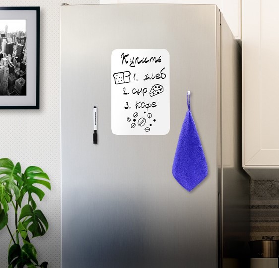 Доска магнитно-маркерная на холодильник BRAUBERG, 30х21 см с маркером, магнитом и салфеткой в Краснодаре - изображение 2